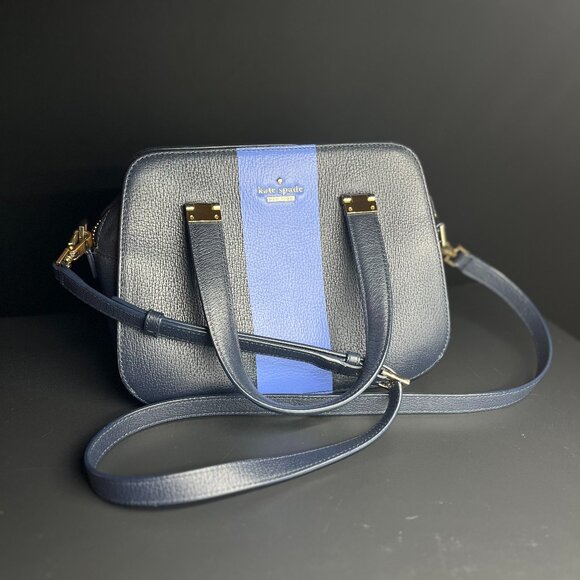 Kate spade 2way navy and light blue stripe EUC Holiday 2016 Collection - Picture 1 of 5